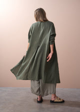 Khaki oversized linen duster coat