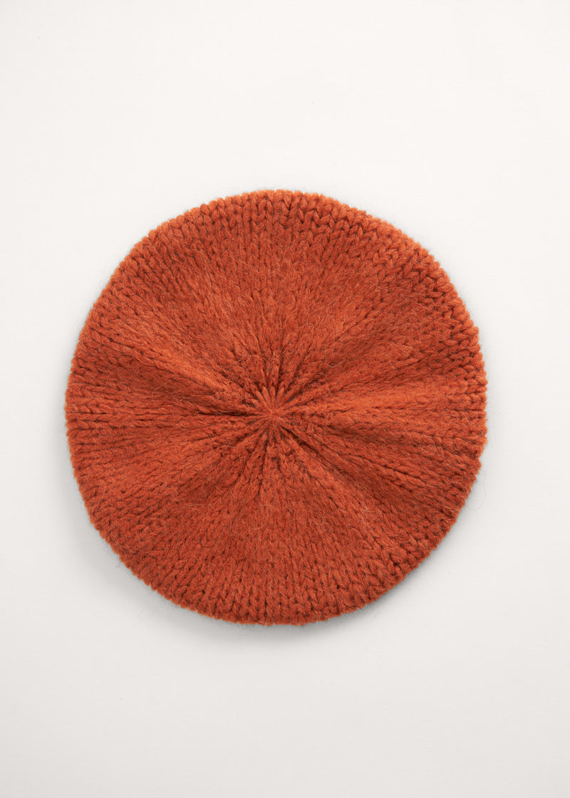 Terracotta orange knitted beret