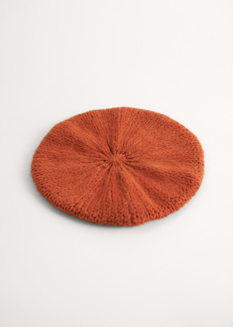 Terracotta orange knitted beret
