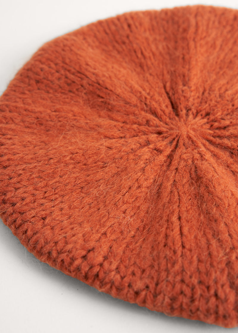 Terracotta orange knitted beret