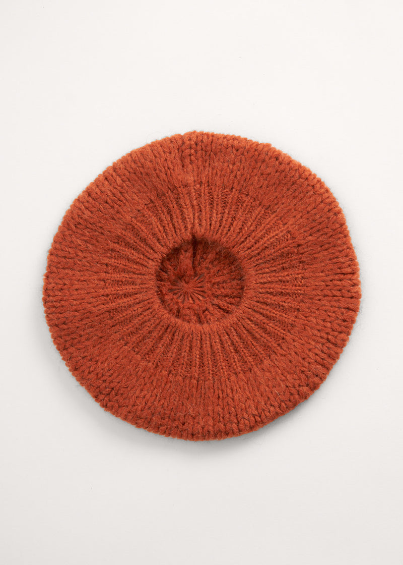Terracotta orange knitted beret