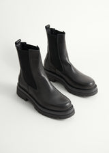 Black leather chunky chelsea boot