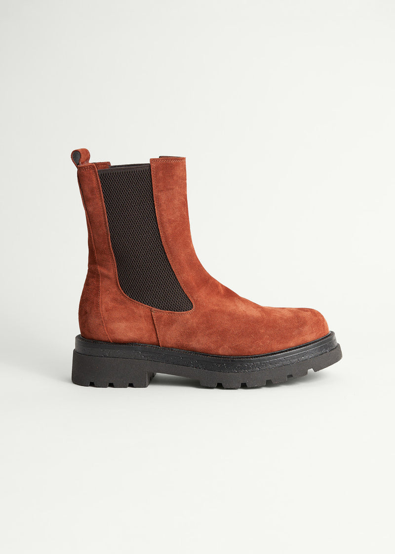 Rust red chelsea boots