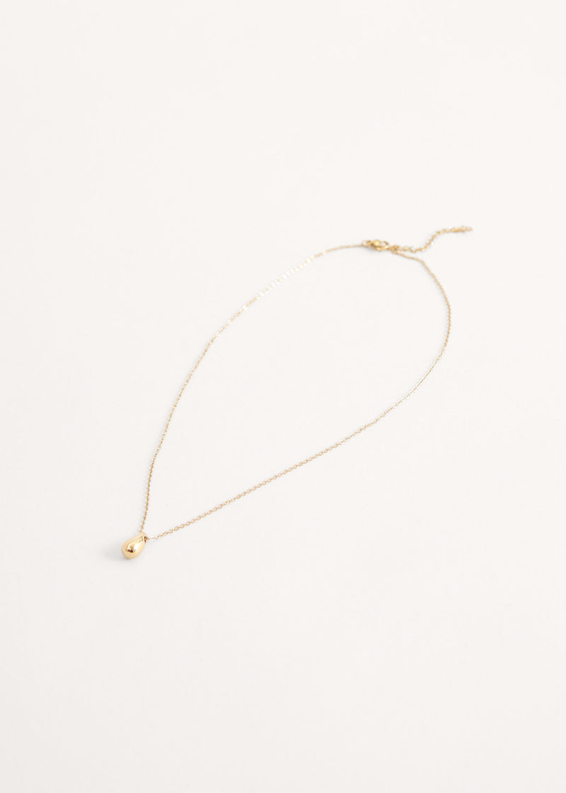 Minimal gold necklace with teardrop pendant