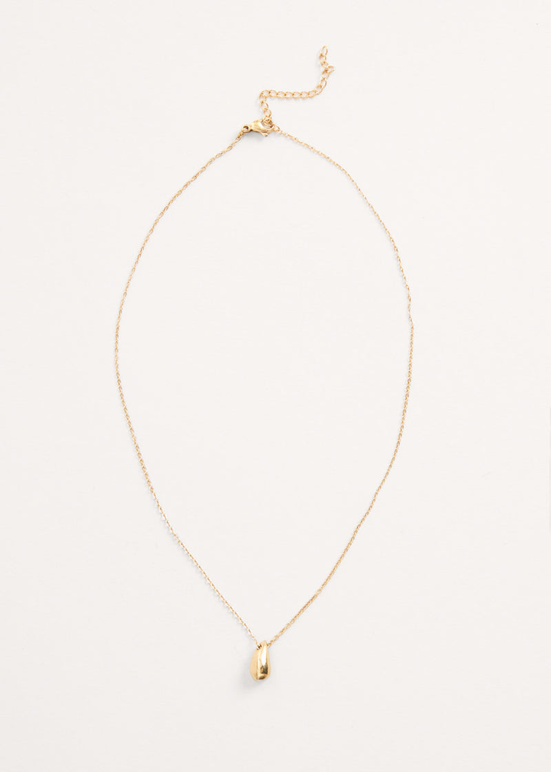 Minimal gold necklace with teardrop pendant