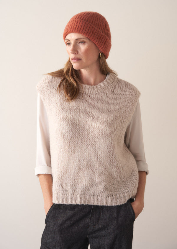 COLLEEN  RIBBED BEANIE HAT - TERRACOTTA