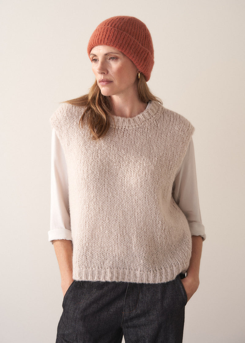 COLLEEN  RIBBED BEANIE HAT - TERRACOTTA