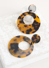 Large circle hoop tortoiseshell earrings