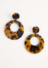 Large circle hoop tortoiseshell earrings