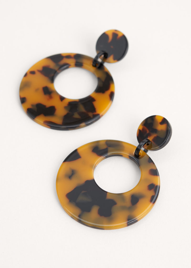 Large circle hoop tortoiseshell earrings