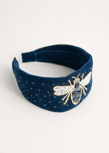 Dark blue beaded bee headband