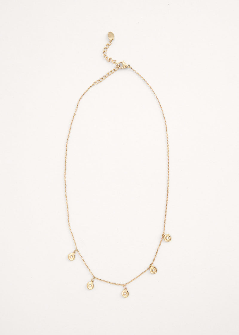 Gold necklace with pendants 