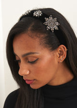 Black crystal velvet headband