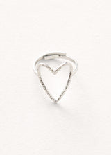 Silver hammered heart ring
