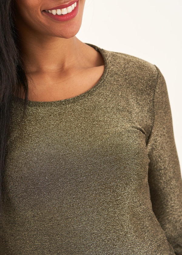 Gold metallic long sleeve top