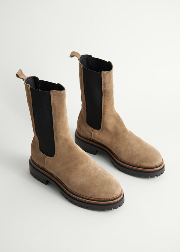 Taupe leather chelsea boots 