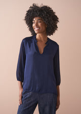 HESTER 3/4 SLEEVE TOP - BLUE BLACK
