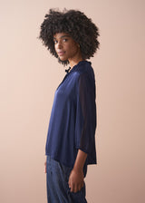 HESTER 3/4 SLEEVE TOP - BLUE BLACK