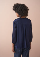 HESTER 3/4 SLEEVE TOP - BLUE BLACK