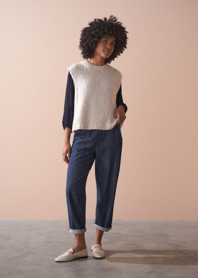 HESTER 3/4 SLEEVE TOP - BLUE BLACK