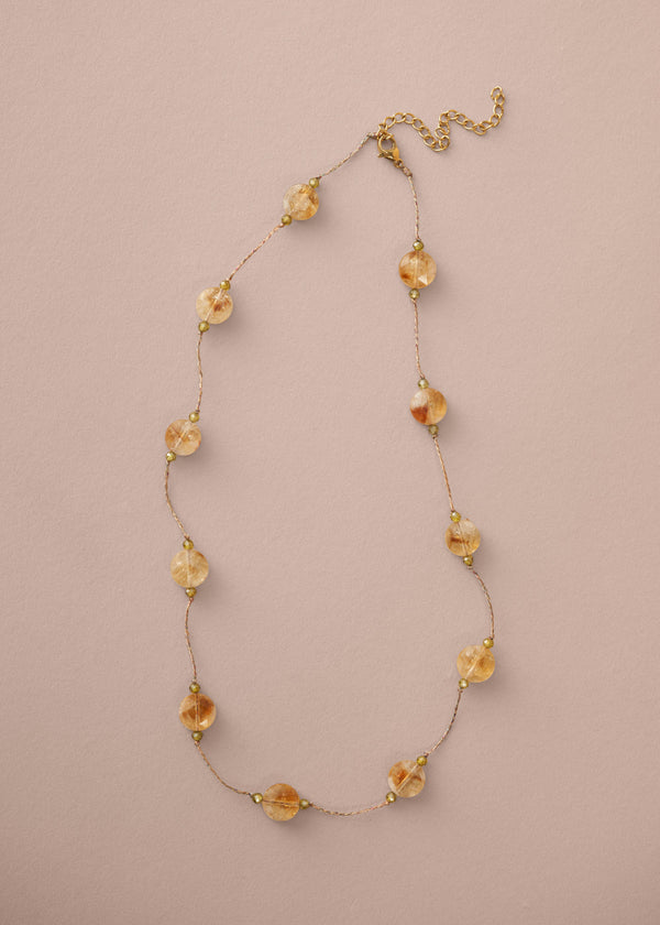 Gold and yellow beaded necklace