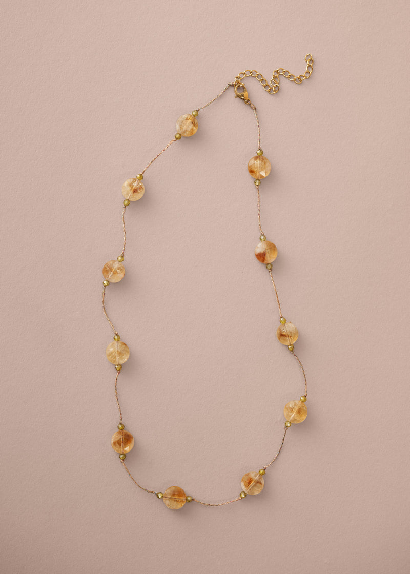 Gold and yellow beaded necklace
