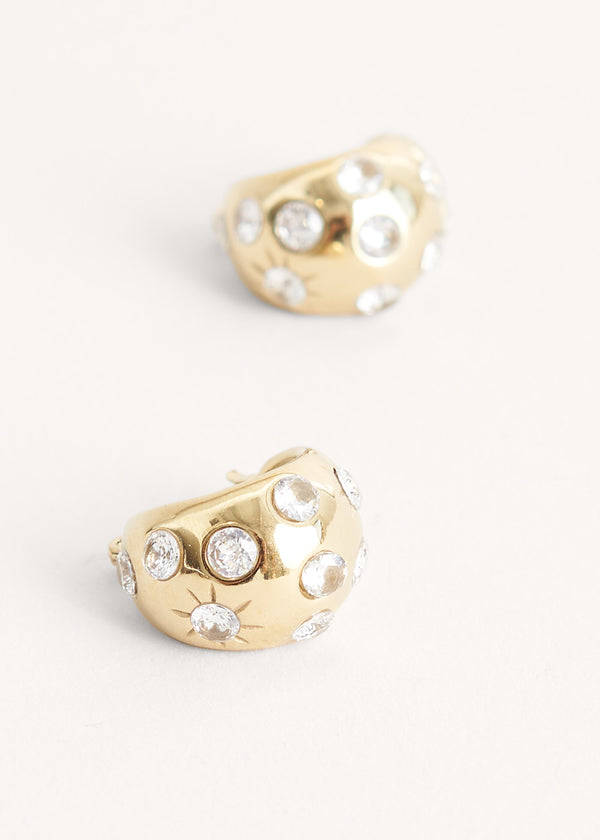 Gold diamante studded hoop earrings