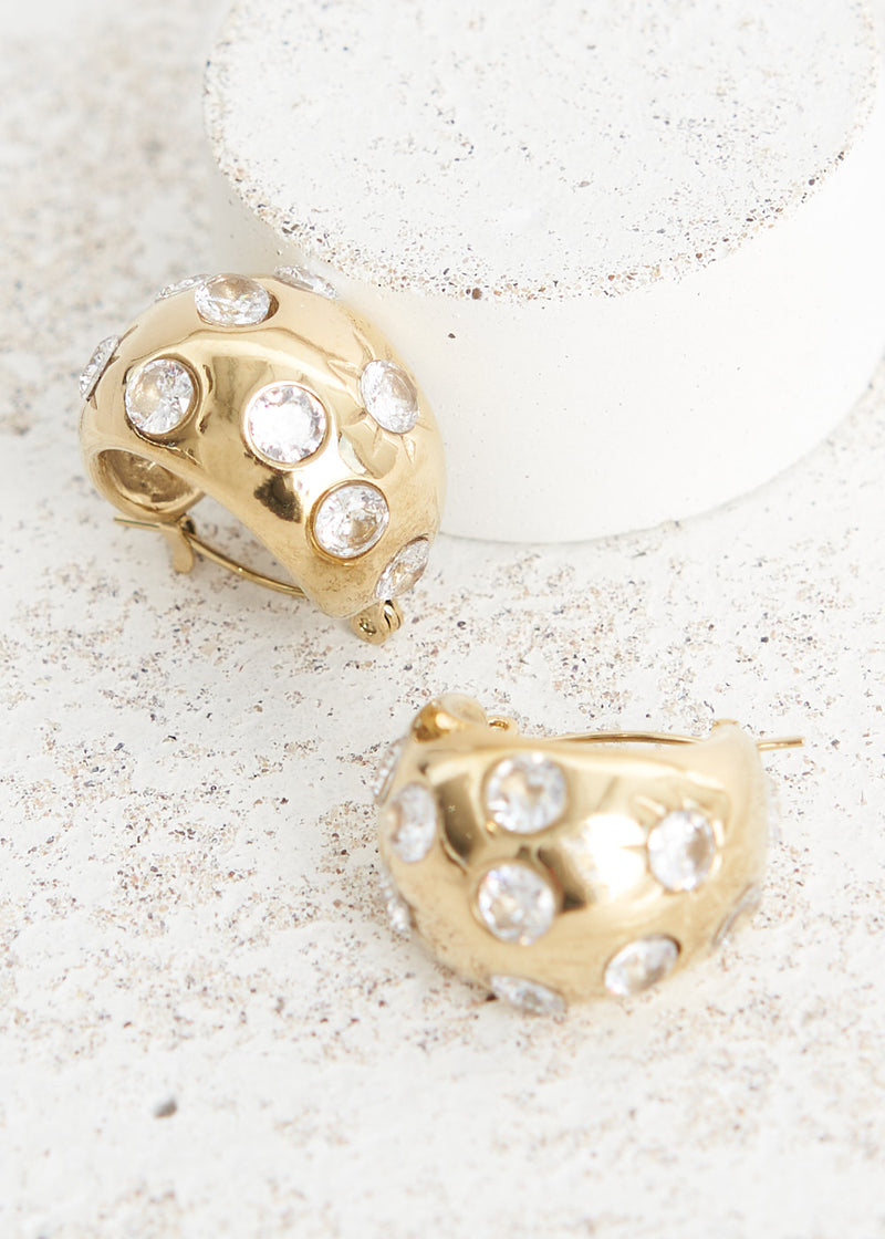 Gold diamante studded hoop earrings