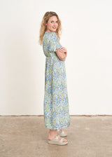 Blue paisley print maxi dress