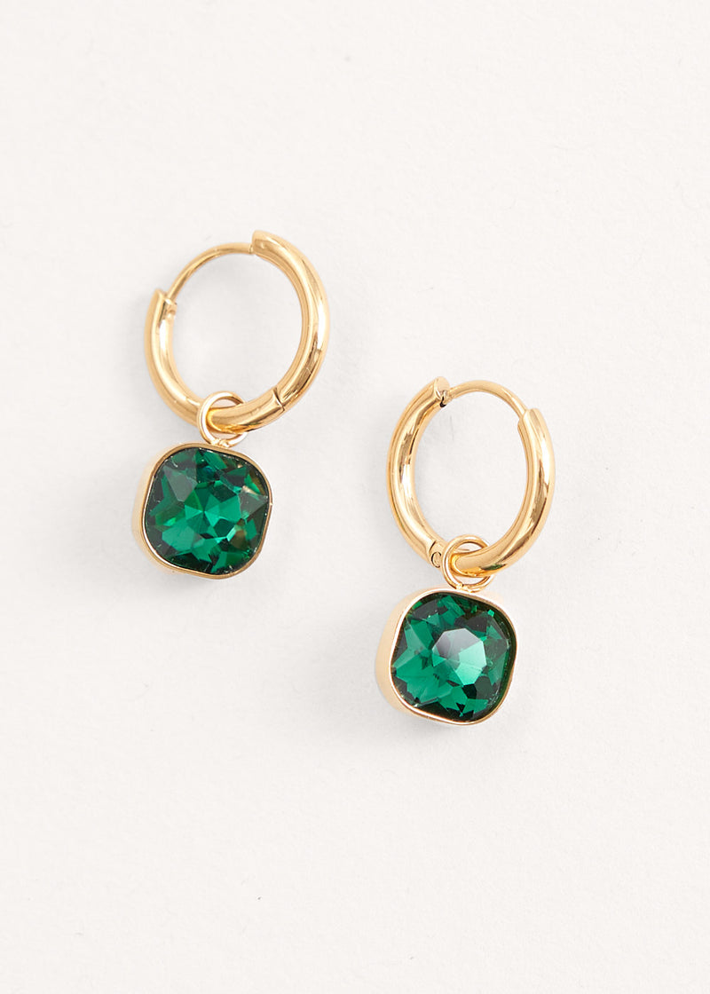 Green crystal drop earrings