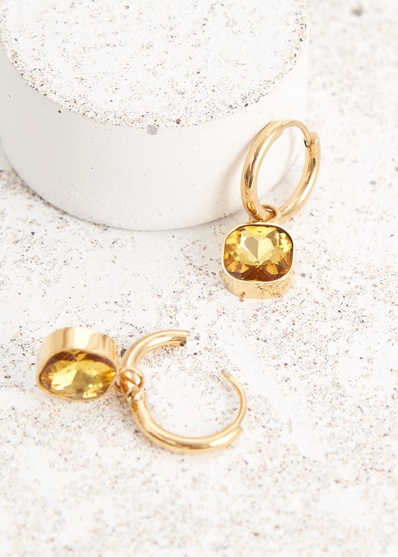 Yellow crystal earrings