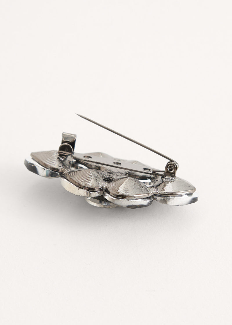 Grey crystal heart brooch