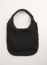 Large black woven raffia bag