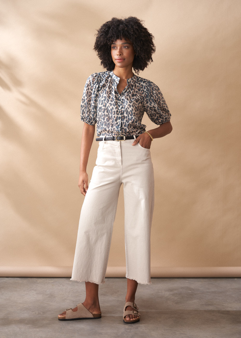 Duchess Wide Leg Cropped Trouser - Oatmeal | Bottoms – Busby & Fox