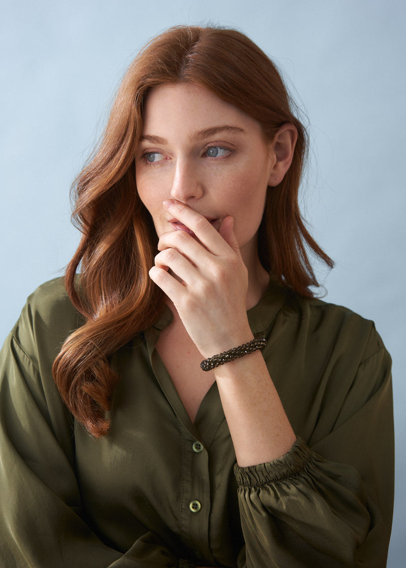 INES CRYSTAL BRACELET - KHAKI