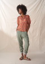 Terracotta cotton block print blouse
