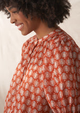 Terracotta cotton block print blouse