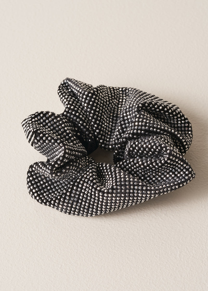 Black scrunchie with silver metallic stud detail