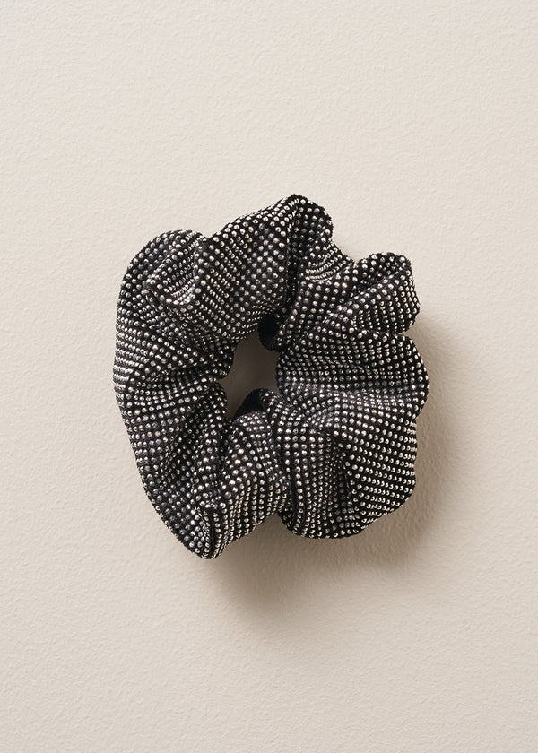 Black scrunchie with silver metallic stud detail