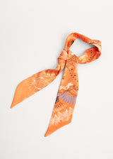 Orange printed satin neck scarf