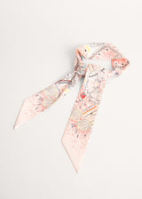 Pink printed satin neck scarf