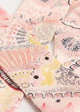 Pink printed satin neck scarf