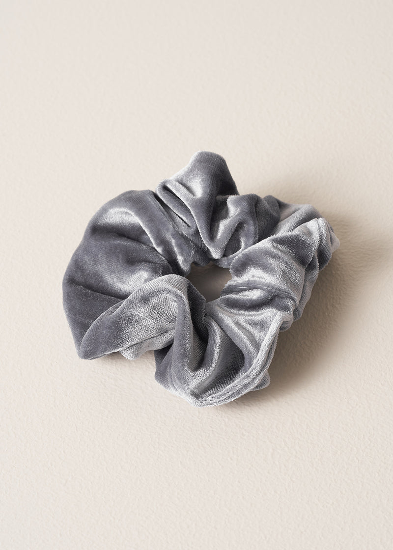 Grey velvet scrunchie