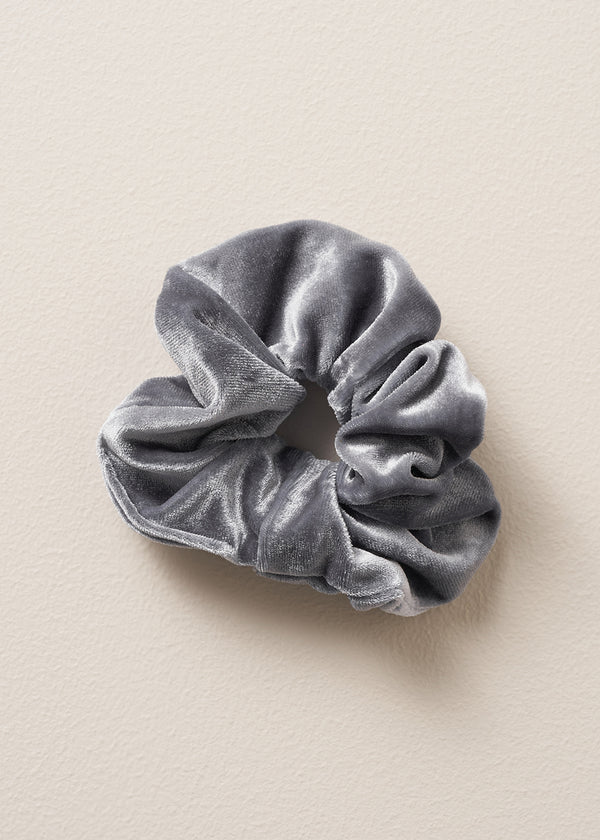 Grey velvet scrunchie