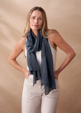 WILMA WAFFLE SCARF - BLUE GREY