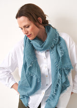 BENNY WOOL BLEND SCARF - BLUE