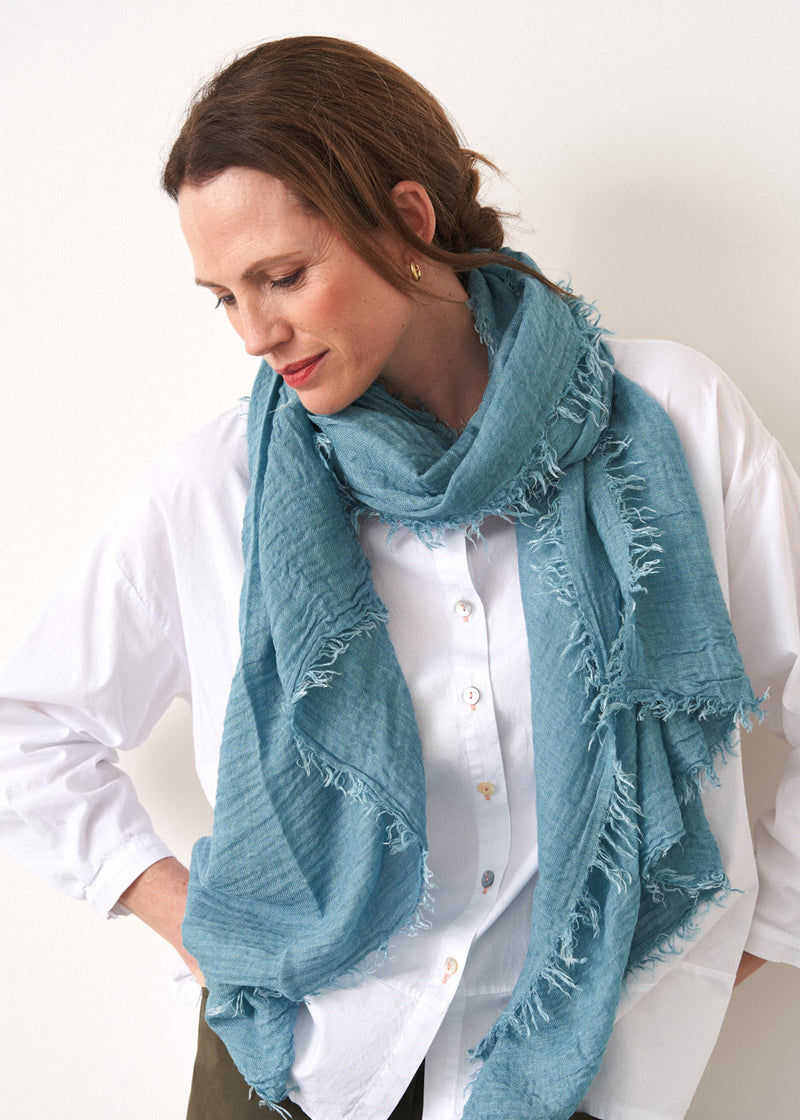 BENNY WOOL BLEND SCARF - BLUE