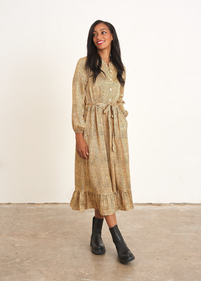 Yellow gold polka dot dress