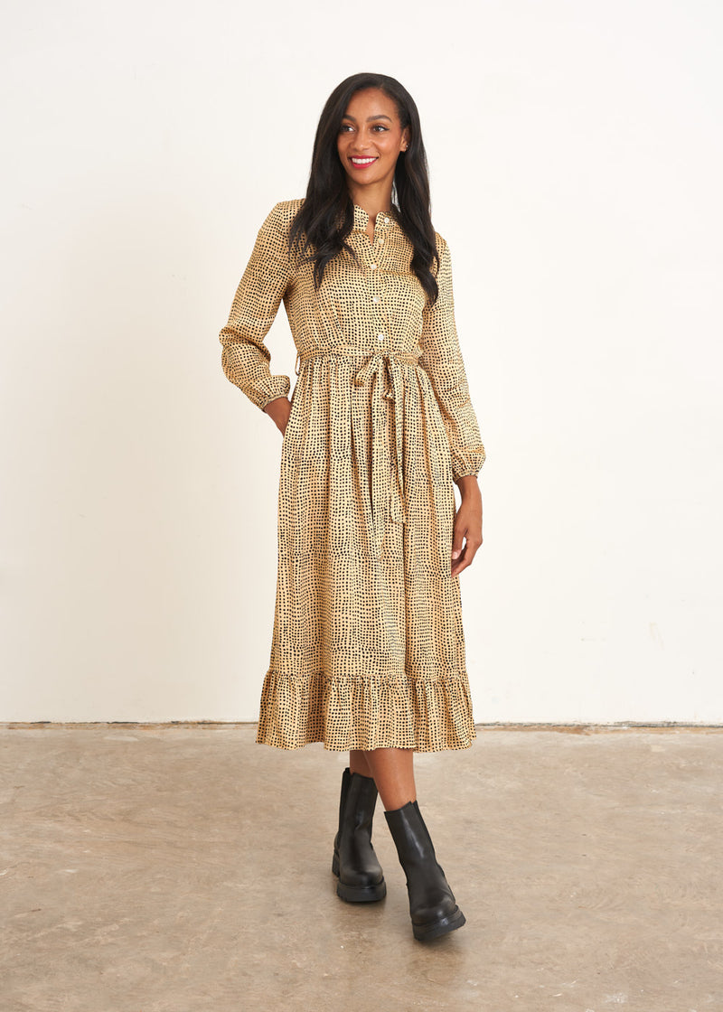 Yellow gold polka dot dress