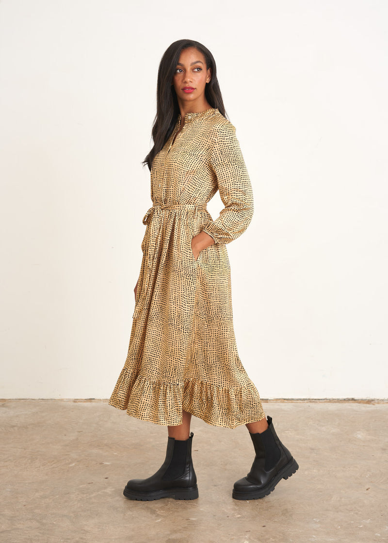 Yellow gold polka dot dress